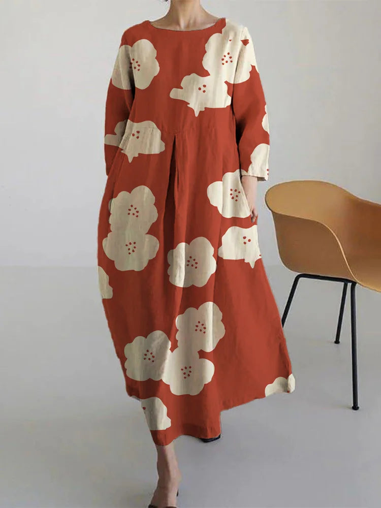 Nijboermode™ Benthe - Casual maxi-jurk met lentemotief